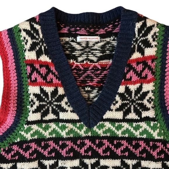 Frances Valentine Fair Isle Sleeveless Sweater Vest Size Small - Picture 3 of 8